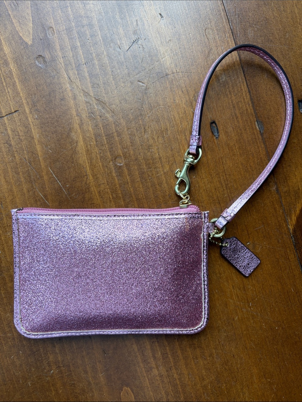 Coach Pink Glitter Sparkle Shimmering Wristlet - Picture 4 of 9